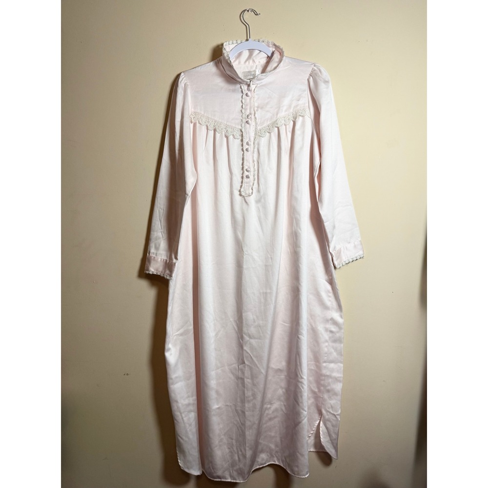 VTG Cabernet Sleepwear Pink Victorian Maxi Nightgown Long Sleeve PM Cottagecore